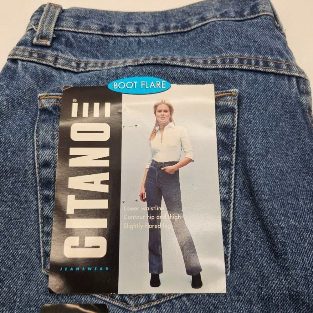 Vintage Gitano Jeans Womens Petite Boot Flare Size 16P SandBlasted Denim NWT